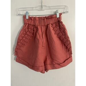 Louise Misha shorts size 32 blush pink organic linen cotton embroidered Paris